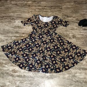 LuLaRoe navy and tan Nicole dress